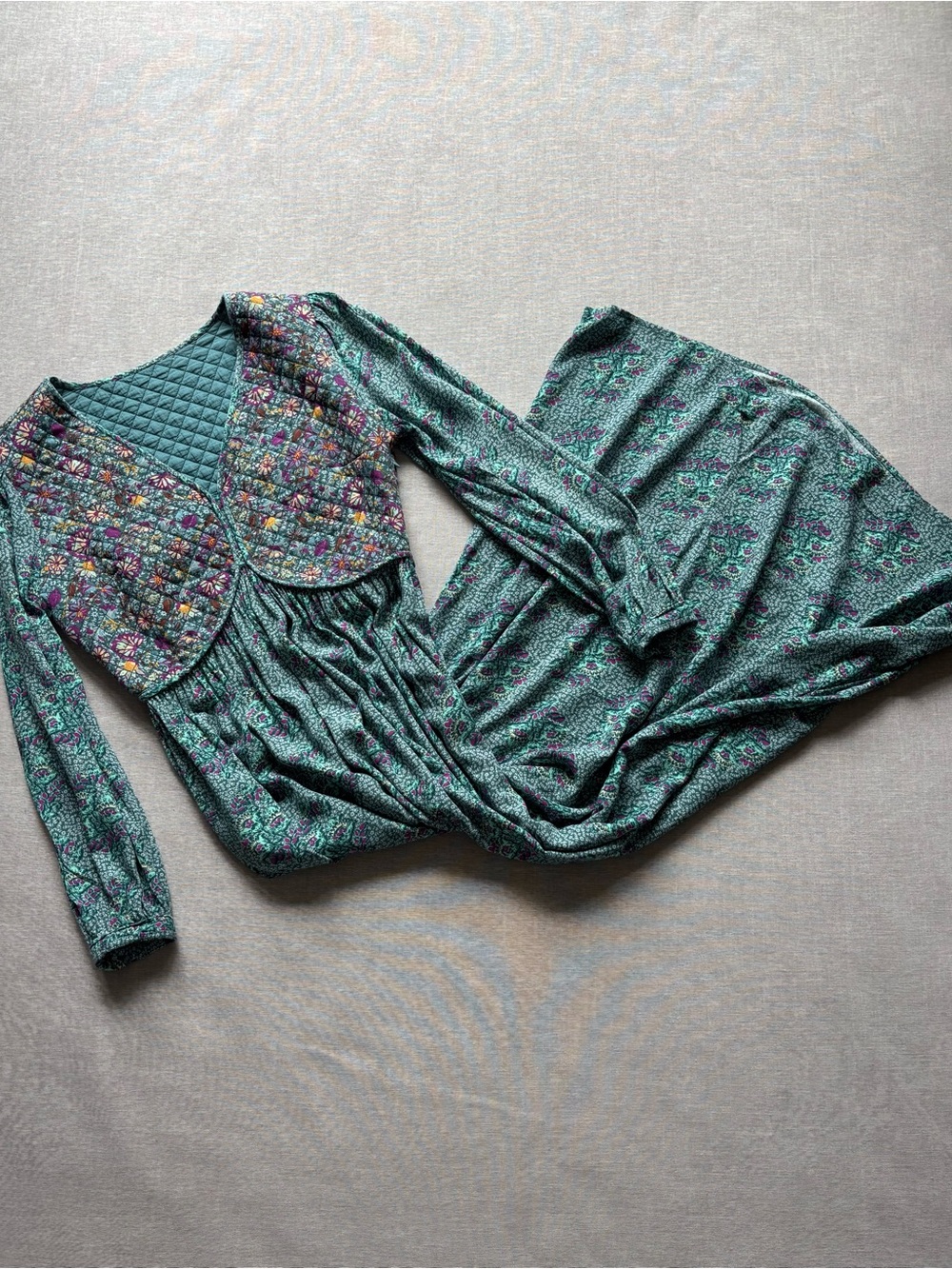Vintage quilted boho cottagecore prairie peasant maxi dress - Picture 5 of 15